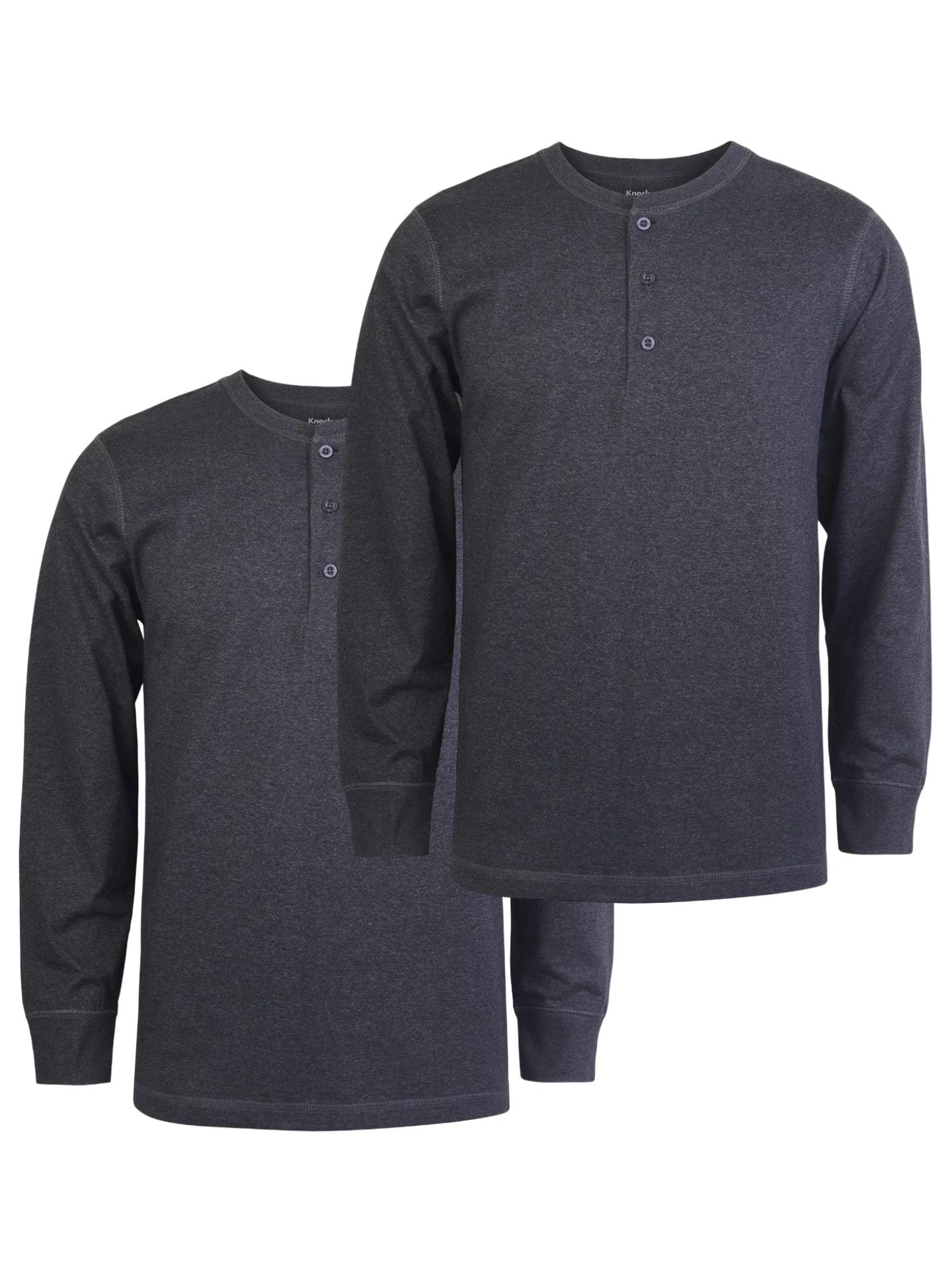 Mangodeal 2 Pack Mens Henley Long Sleeve Cotton Shirts