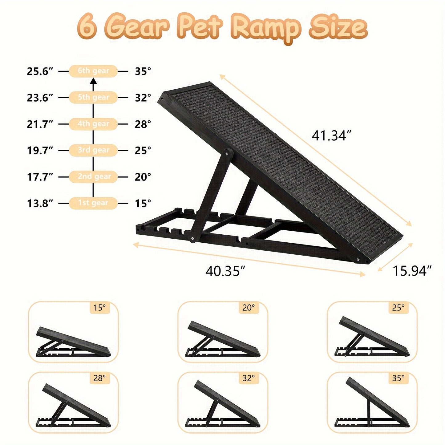 Adjustable Pet Ramp for Dogs and Cats Folding Stairs