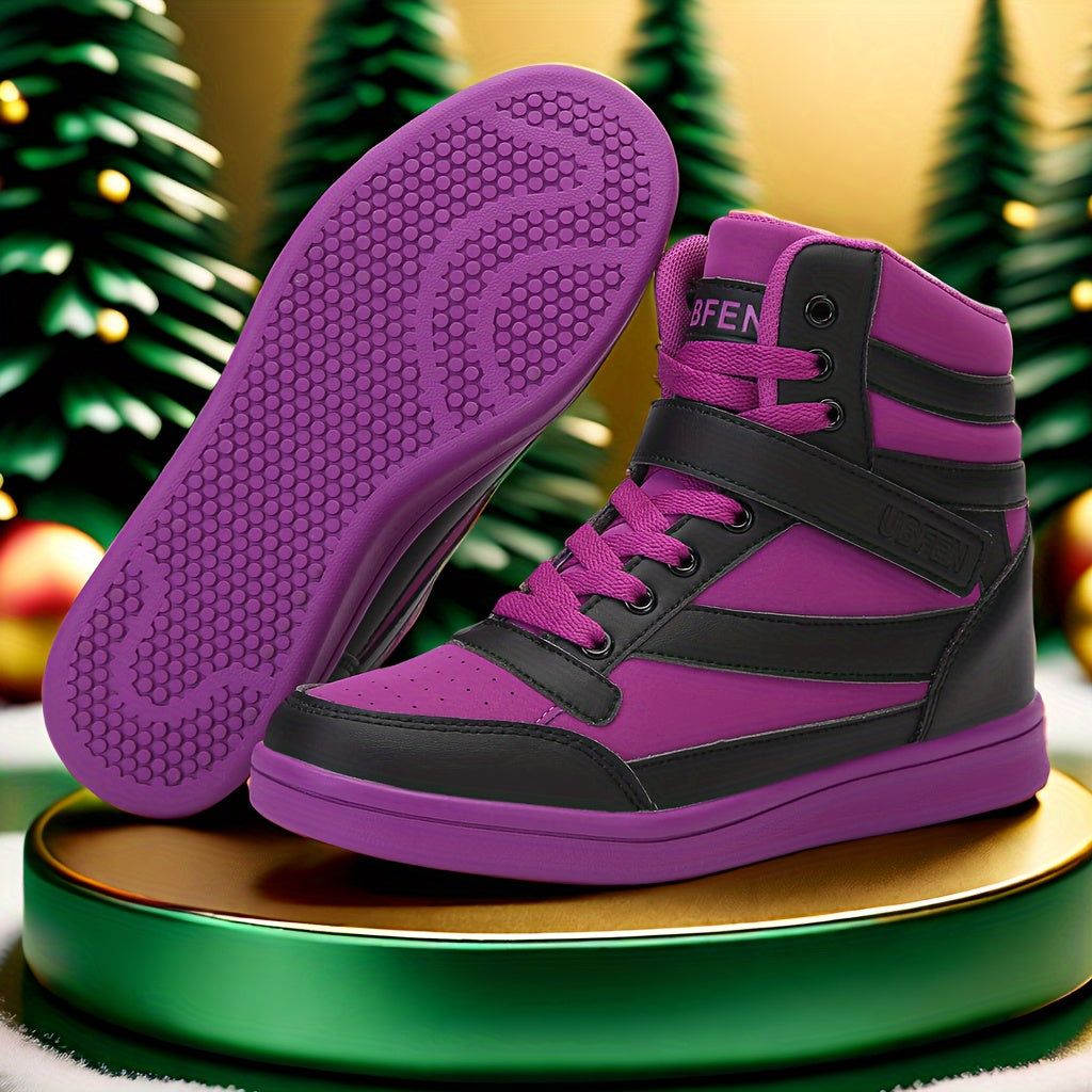 Retro High Top Sneakers With Hidden Wedge Heel Comfort