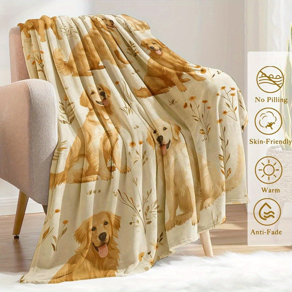 Golden Retriever Flannel Throw Blanket by Luxurious Comfort
