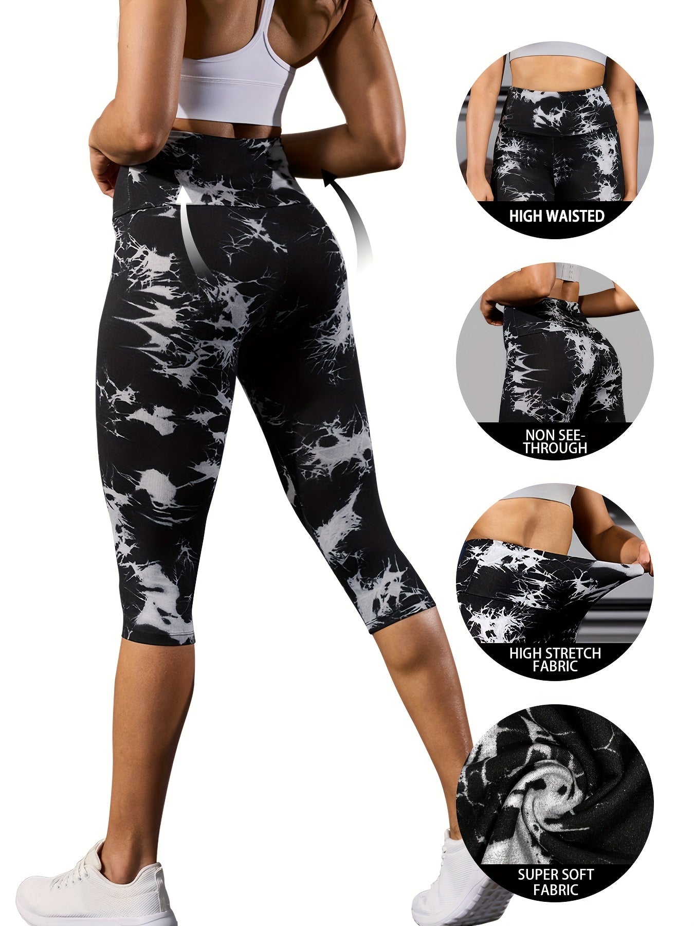 Three Pack Women's High Waisted Capri Pants
