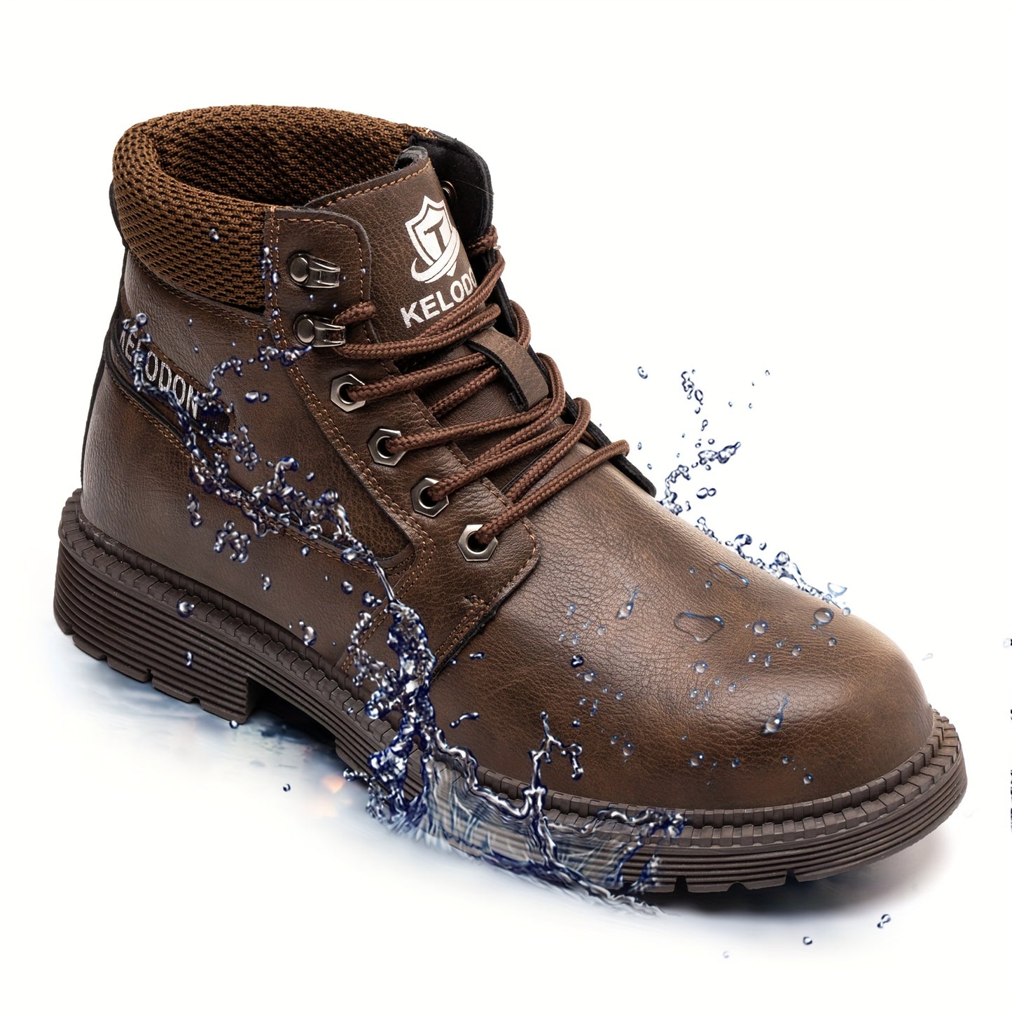 KELODON Men's Heavy Duty Steel Toe Work Boots Slip Resistant