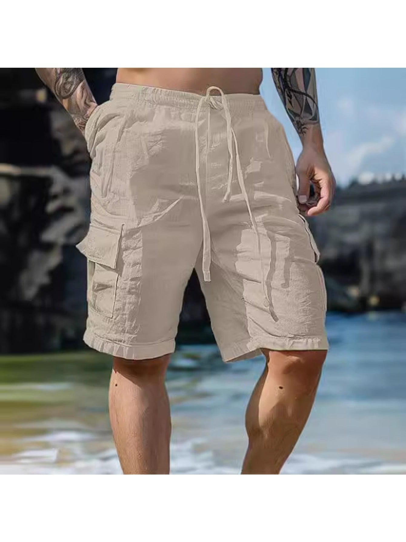 Men's Lightweight Cotton Beach Casual Shorts by Brand