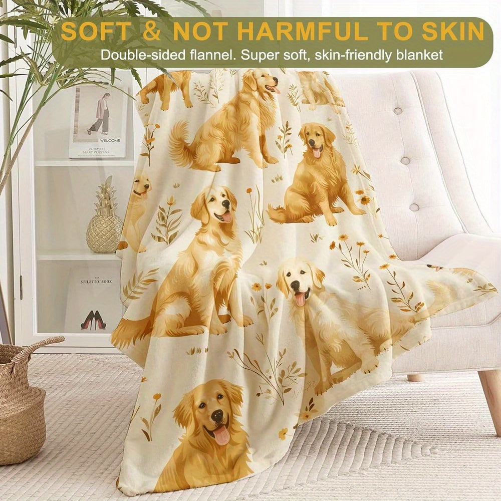 Golden Retriever Flannel Throw Blanket by Luxurious Comfort