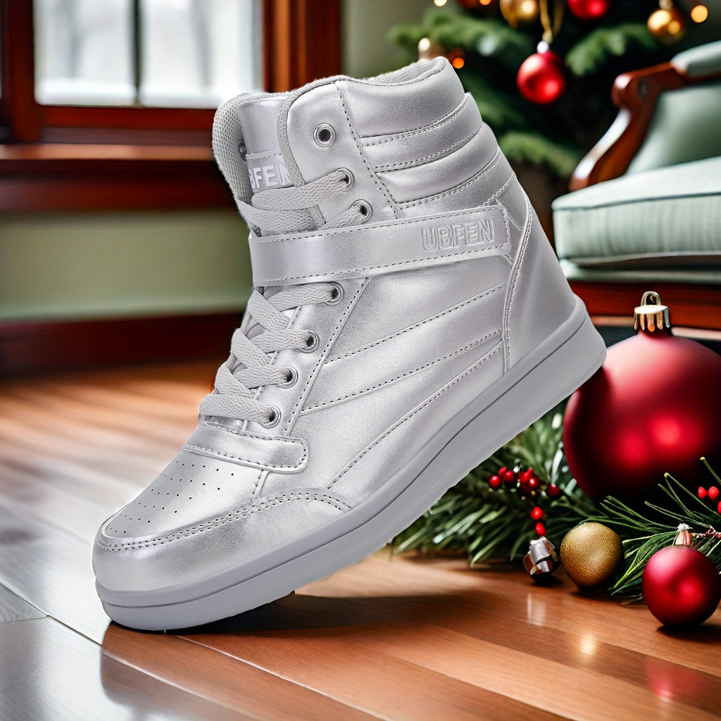Retro High Top Sneakers With Hidden Wedge Heel Comfort