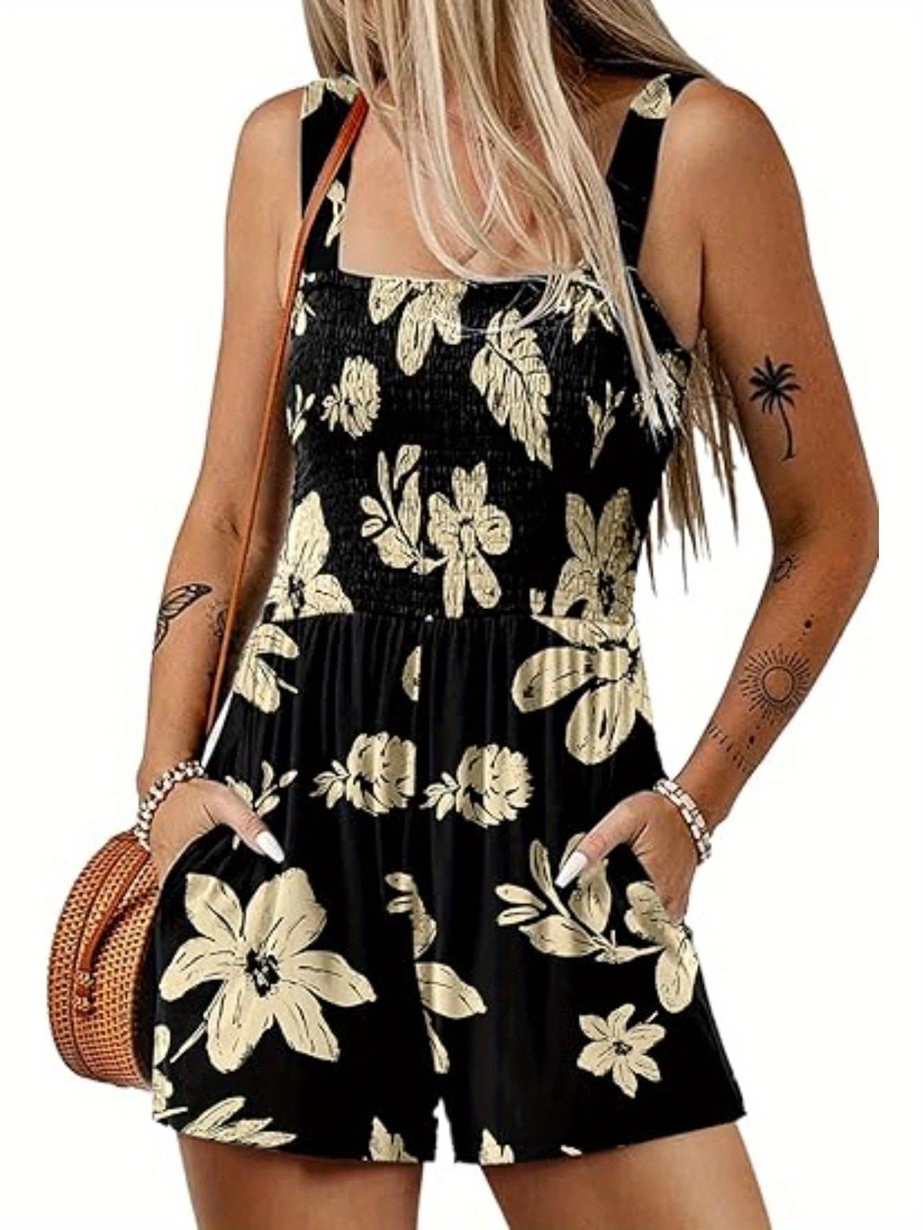 Women's Summer Casual Smocked Romper by Brand Name