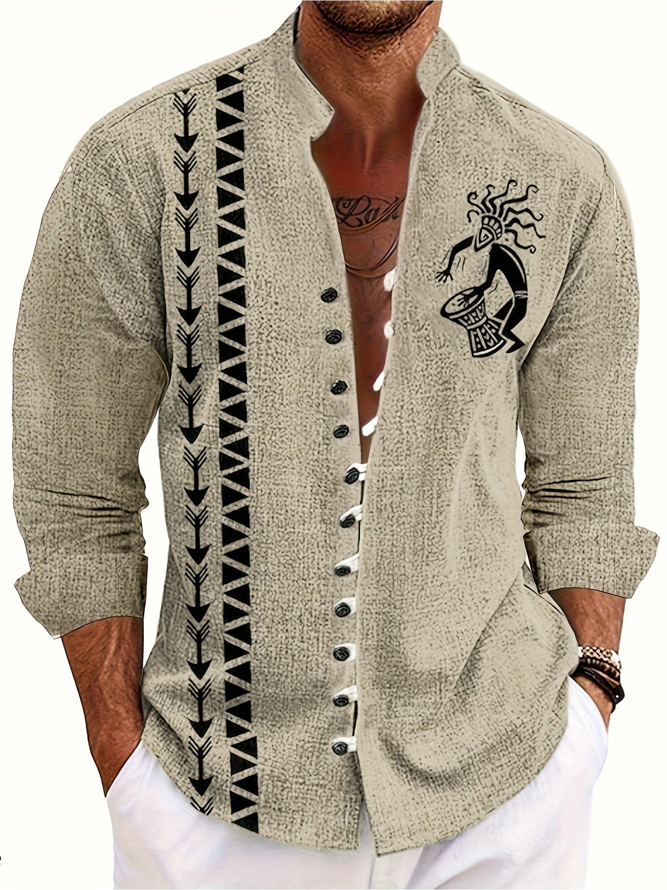 Men's Ethnic-Inspired Long Sleeve Shirts by EM3216540