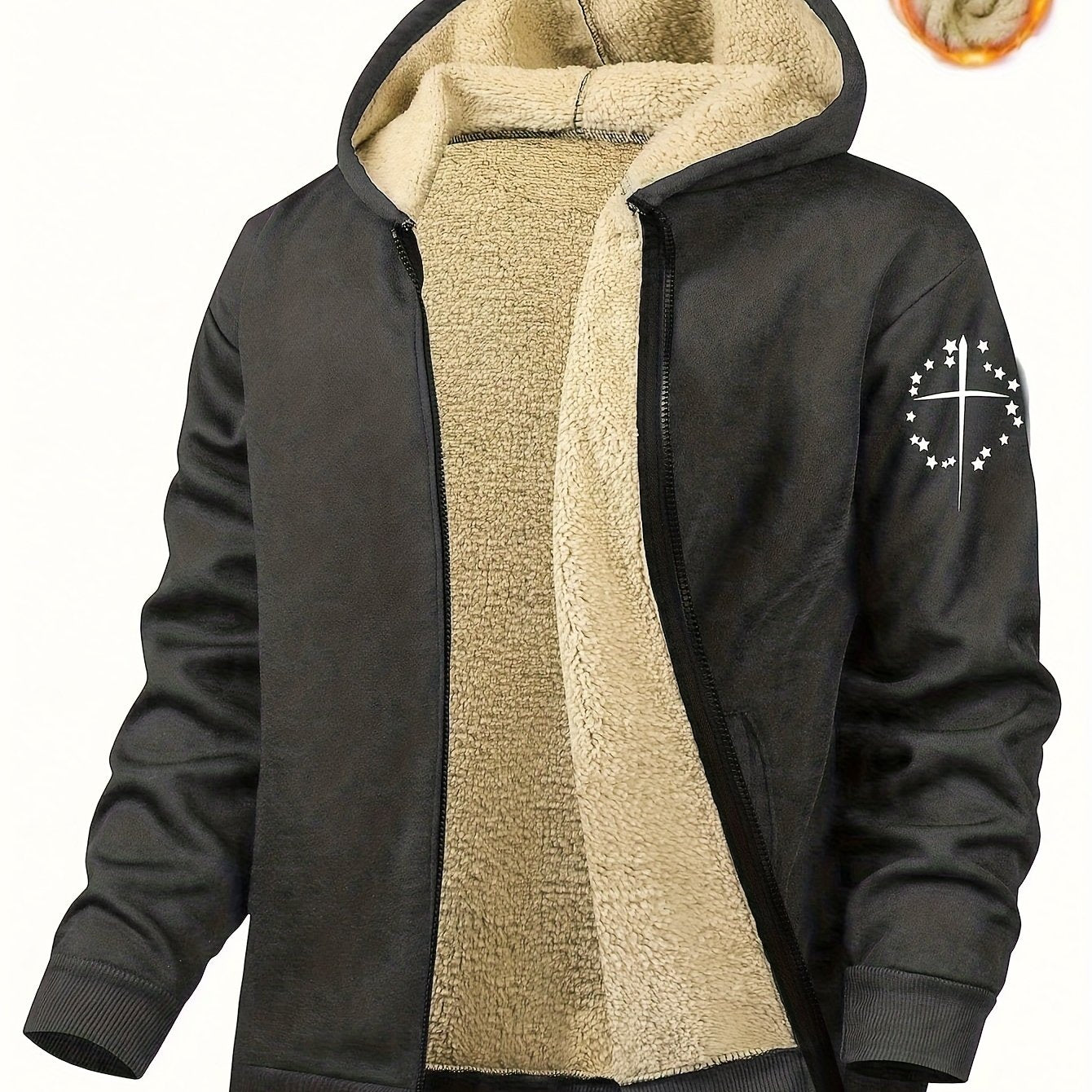 Men's Casual Print Fleece Jacket by Whiskers Workouts Wears