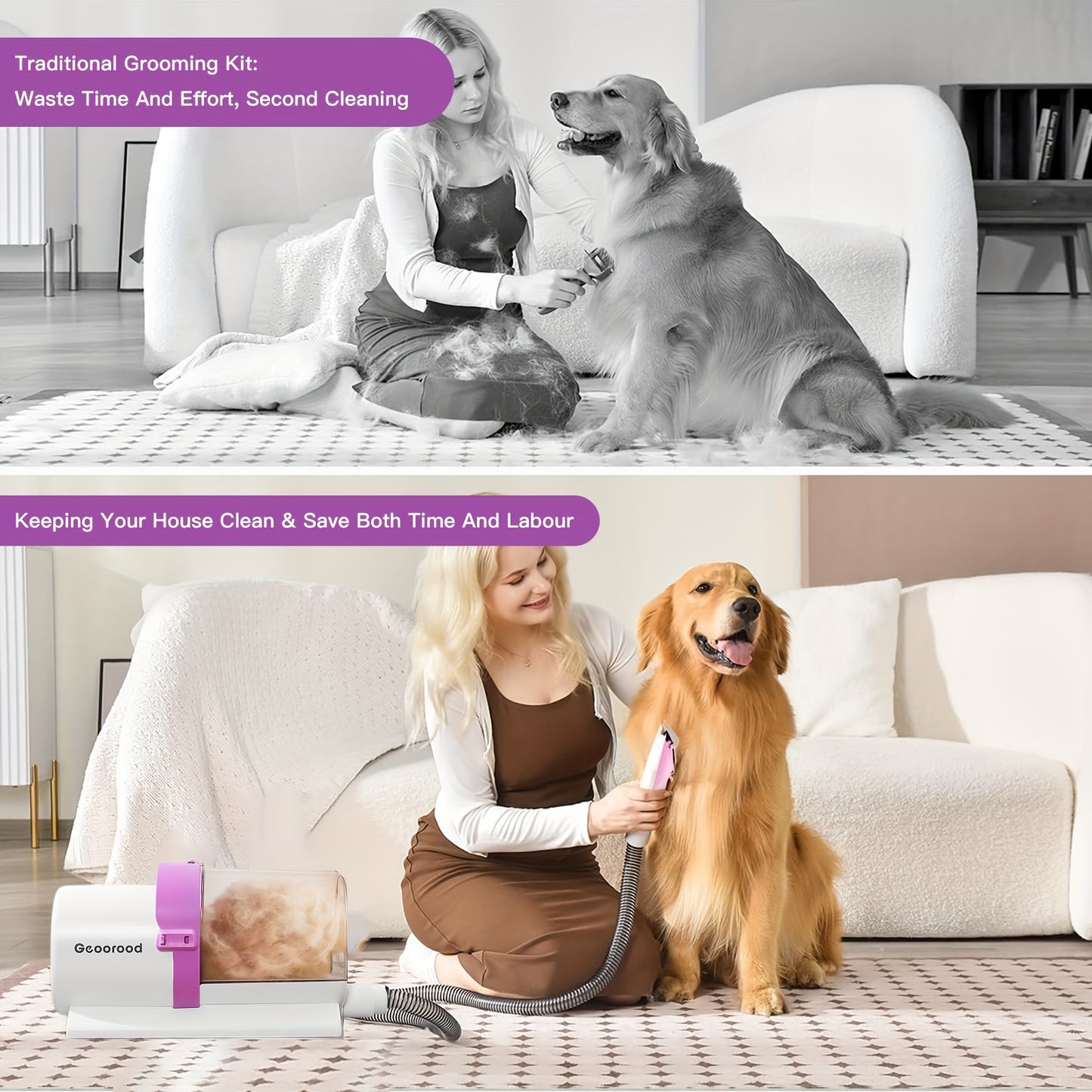 Dog Vacuum Brush For Shedding Grooming By Pog