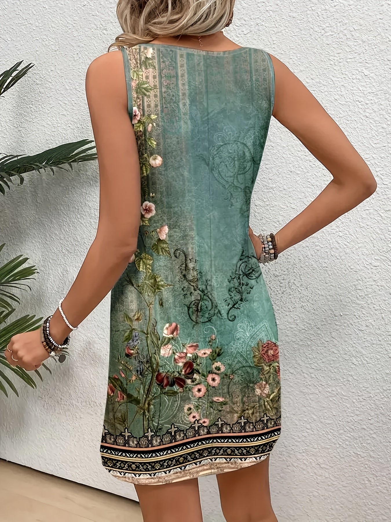 Women's Floral Print Sleeveless Tank Dress by Unknown Brand