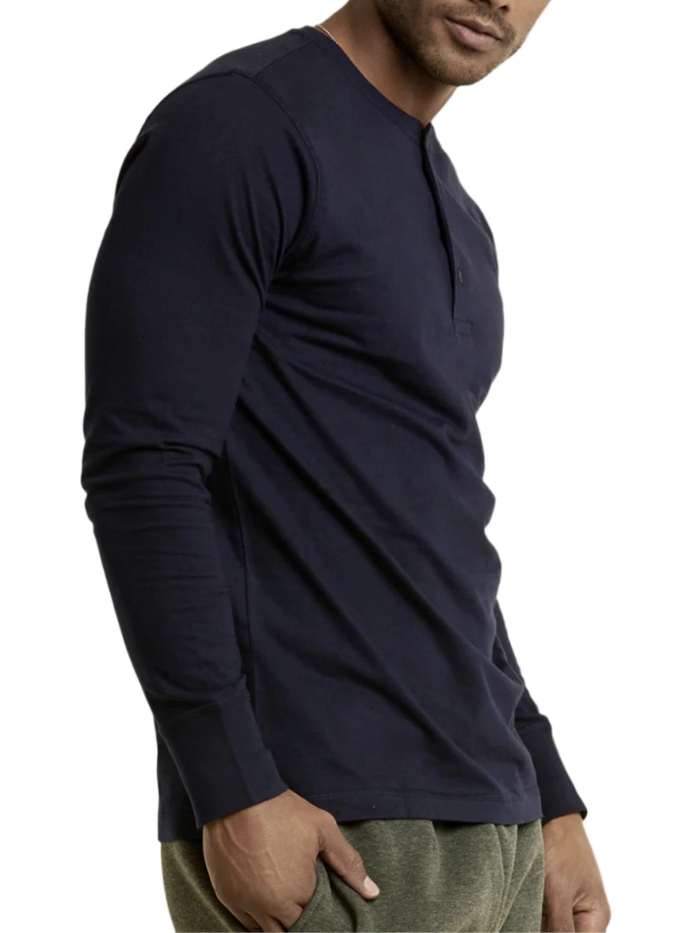 Mangodeal 2 Pack Mens Henley Long Sleeve Cotton Shirts