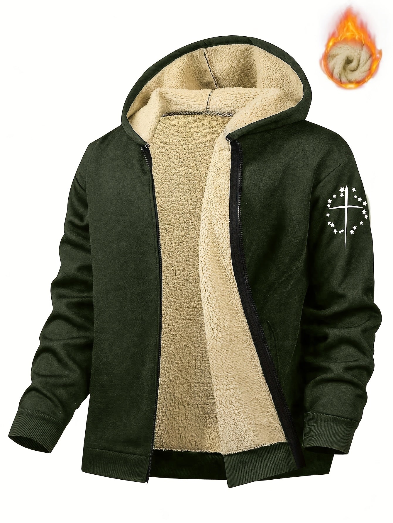 Men's Casual Print Fleece Jacket by Whiskers Workouts Wears