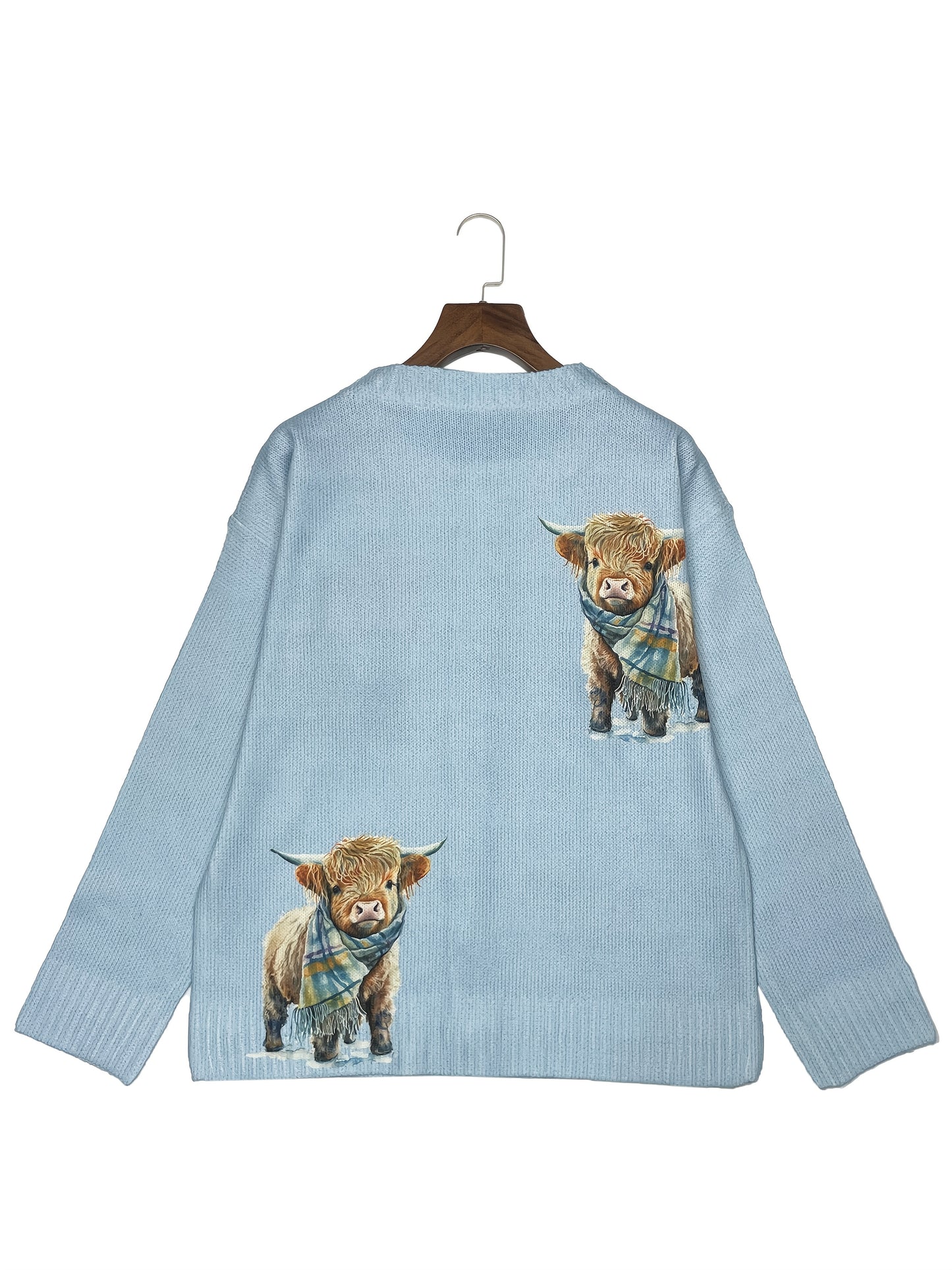 Cow Print Cardigan With Button Up All Season Cozy Sweater