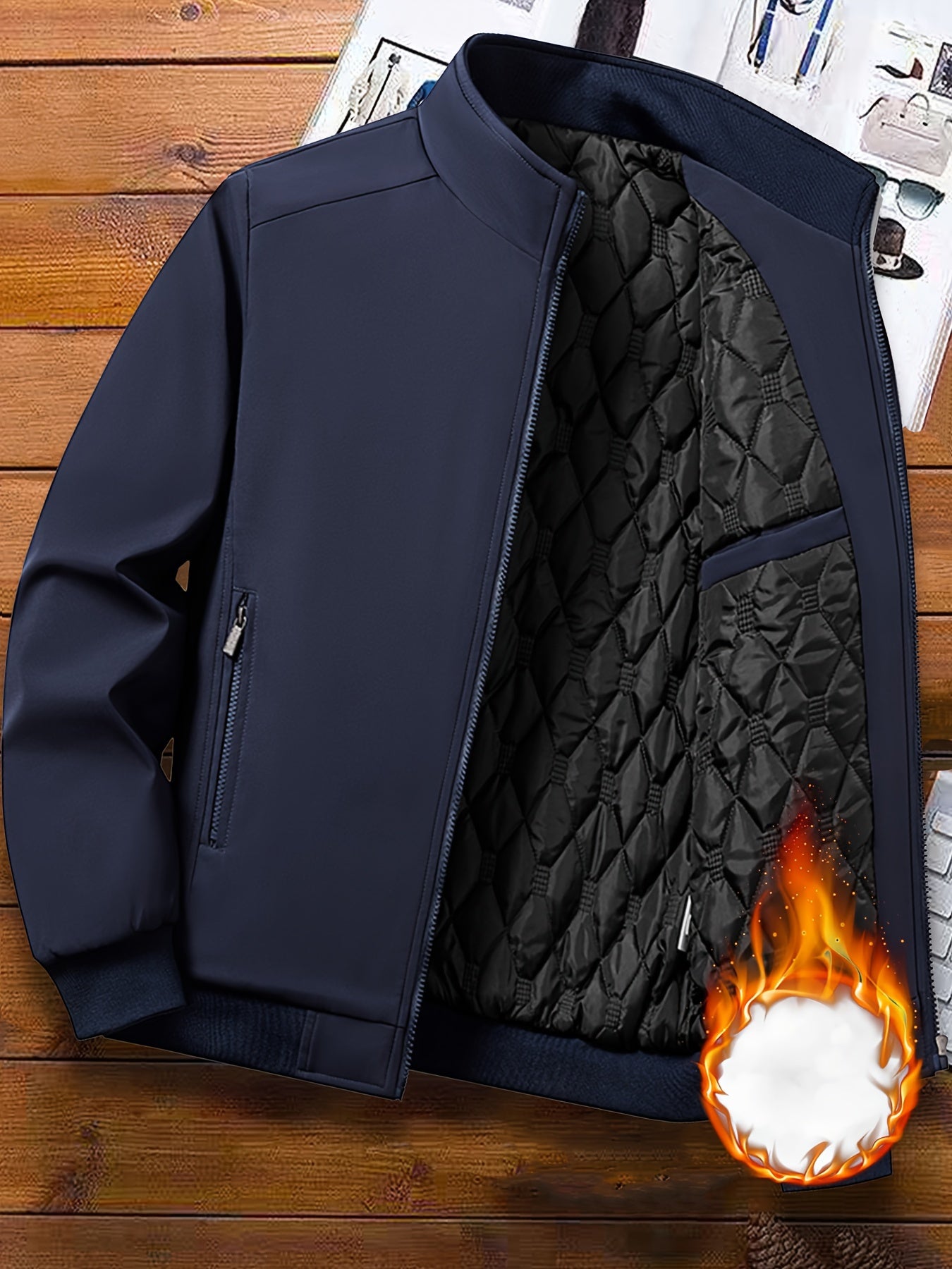 Whiskers Workouts Wears Warm Quilted Men's Windbreaker Jacket