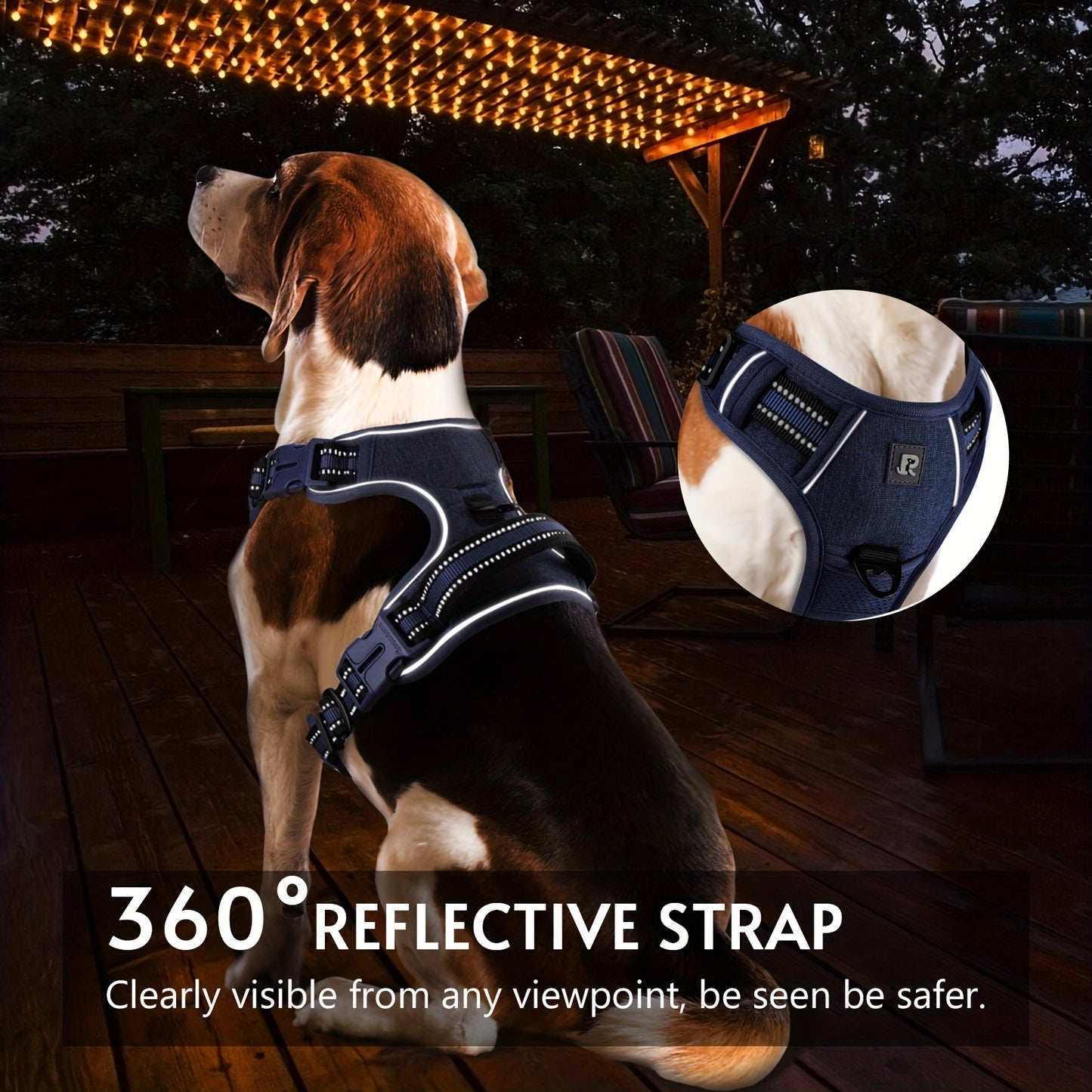 Adjustable Reflective Oxford Dog Harness by Brand