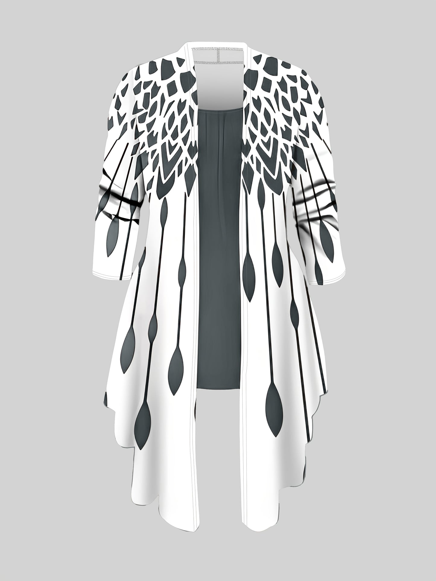 Easy Care Women's 3pcs Geometric Print Cardigan Set