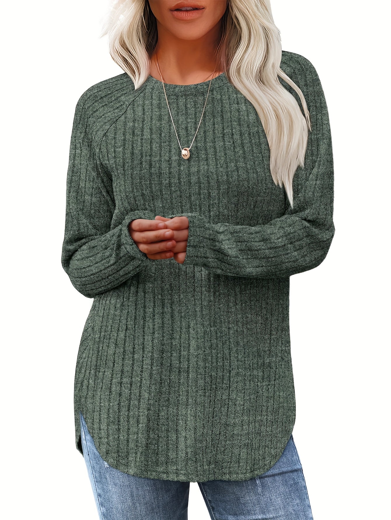 Women 3 Piece Sweater Set Casual Knit Round Neck Tee