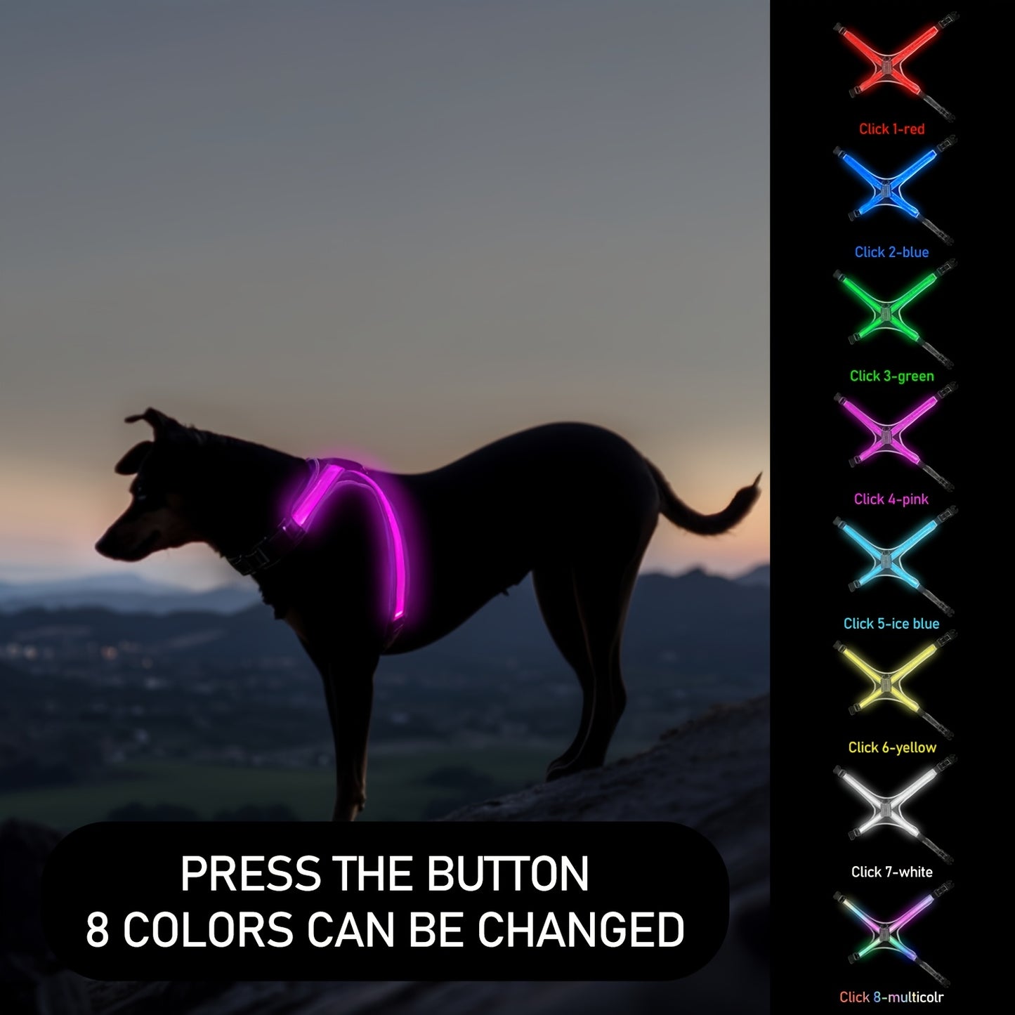 Pet LED Vest Rechargeable Nighttime Visibility For Dogs
