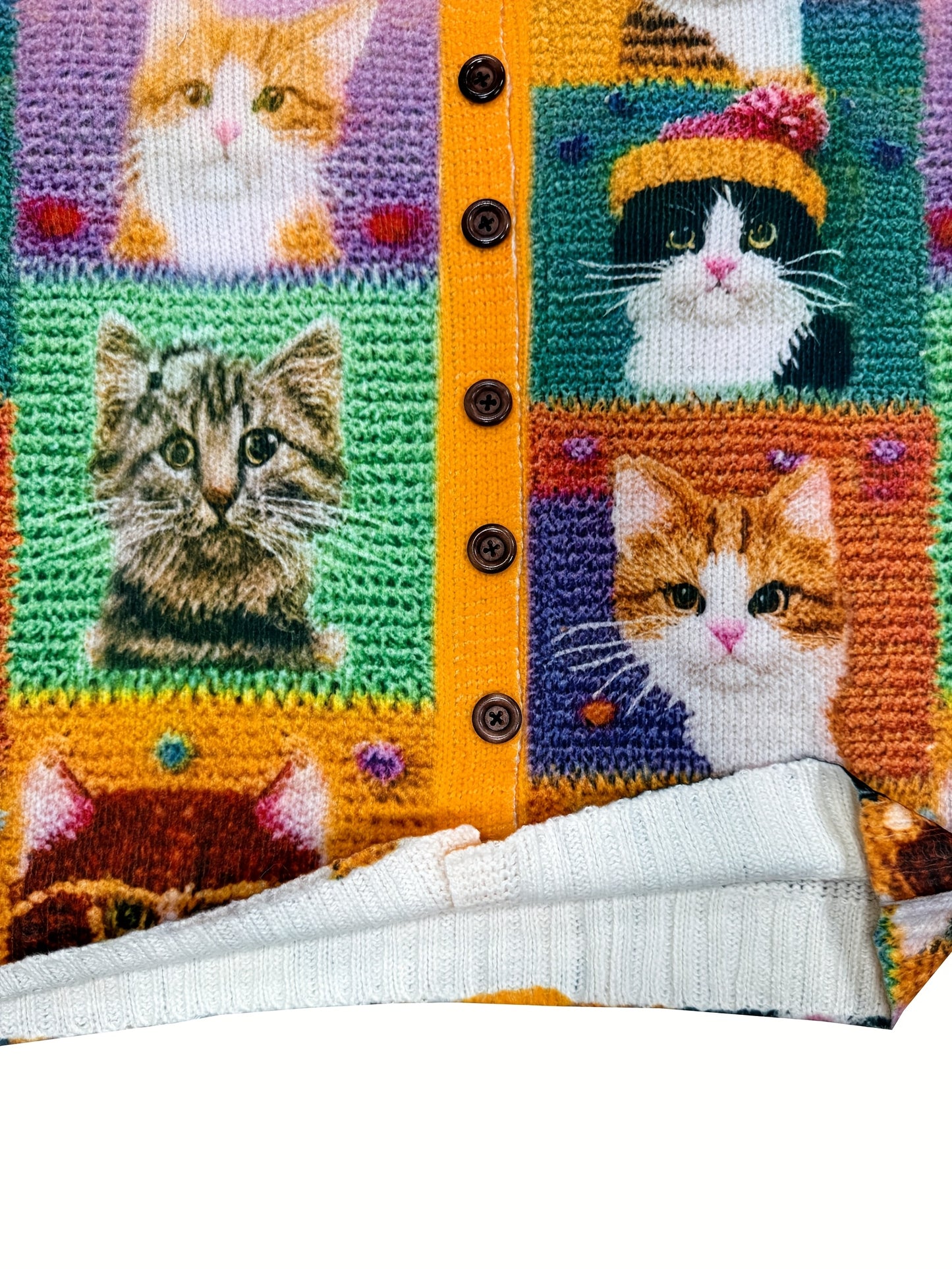 Cat All Over Pattern Cardigan Sweater For Women Long Sleeve