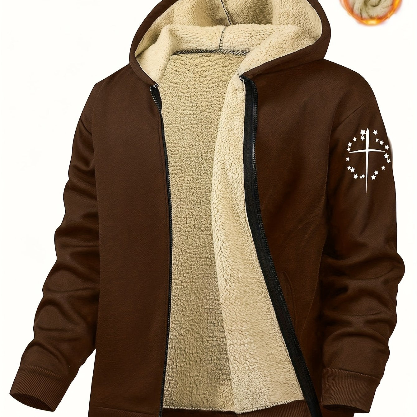 Men's Casual Print Fleece Jacket by Whiskers Workouts Wears