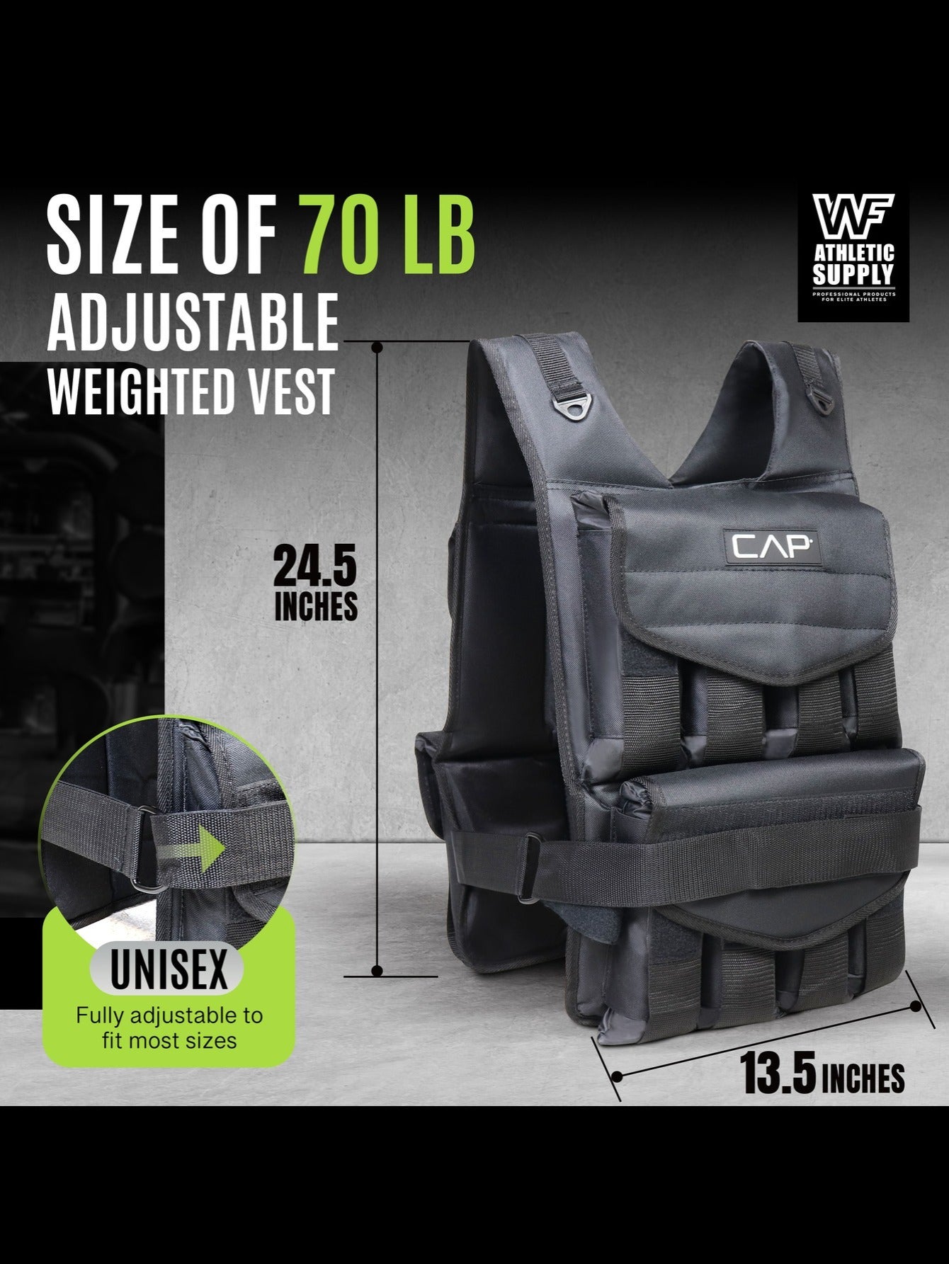 CapHaus Adjustable Weighted Vest for Strength Training and Running