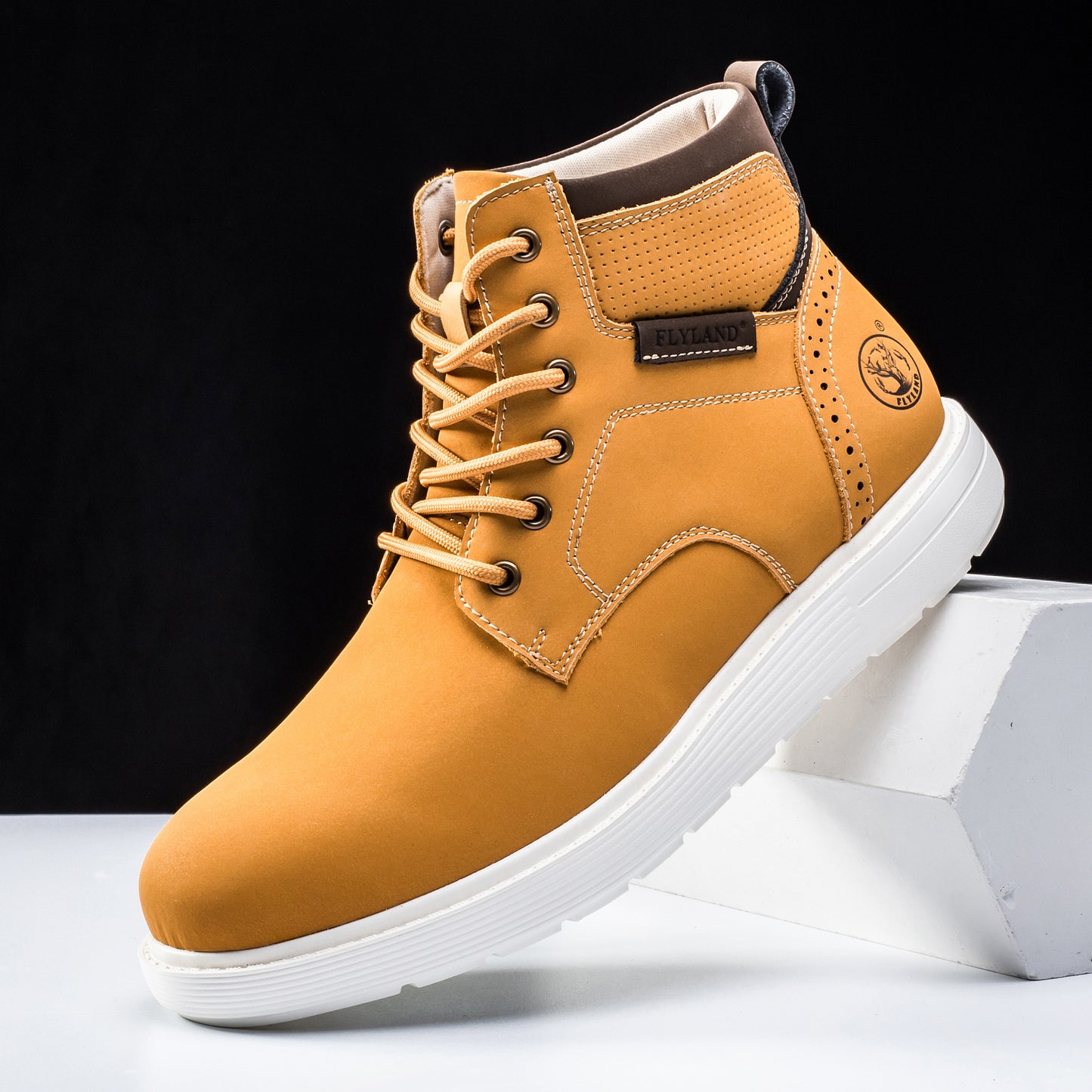 Flyland Mens Chukka Boots Vintage Genuine Leather Office
