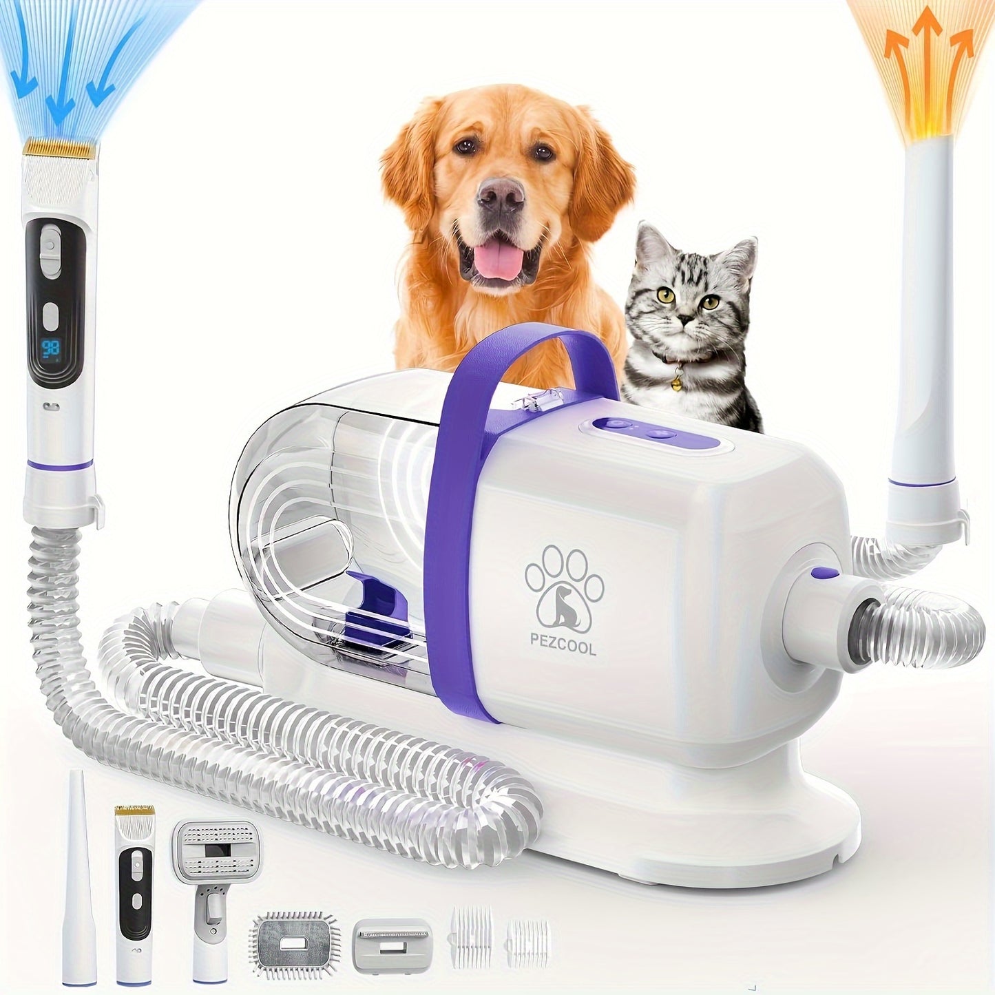 PetFusion 8 In 1 Dog Hair Grooming Vacuum Cleaner