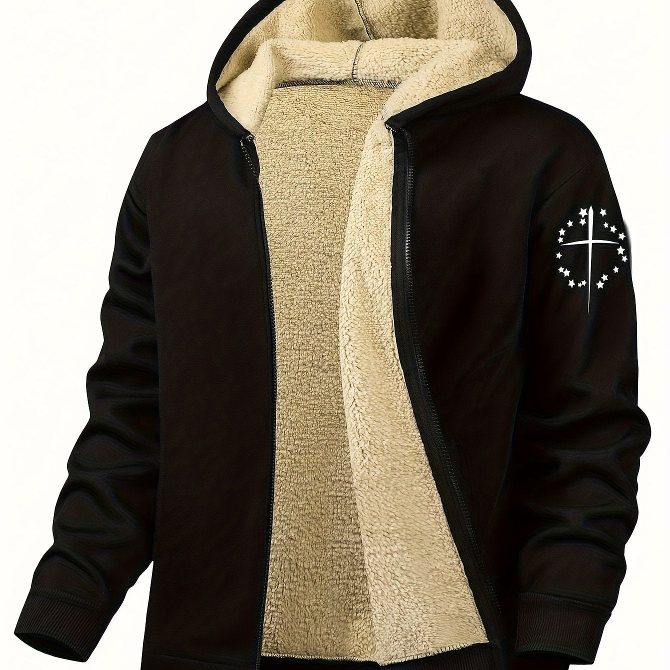Men's Casual Print Fleece Jacket by Whiskers Workouts Wears