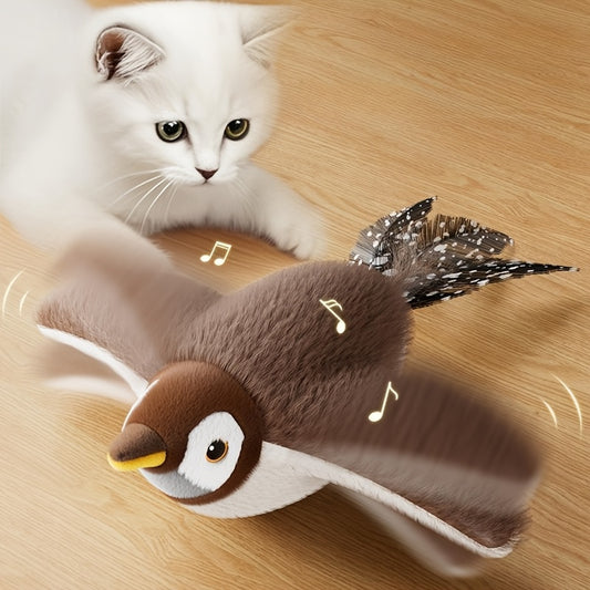 MIAOQUANJIB Plush Squeaky Self-Wobbling Bird Toy For Cats And Dogs