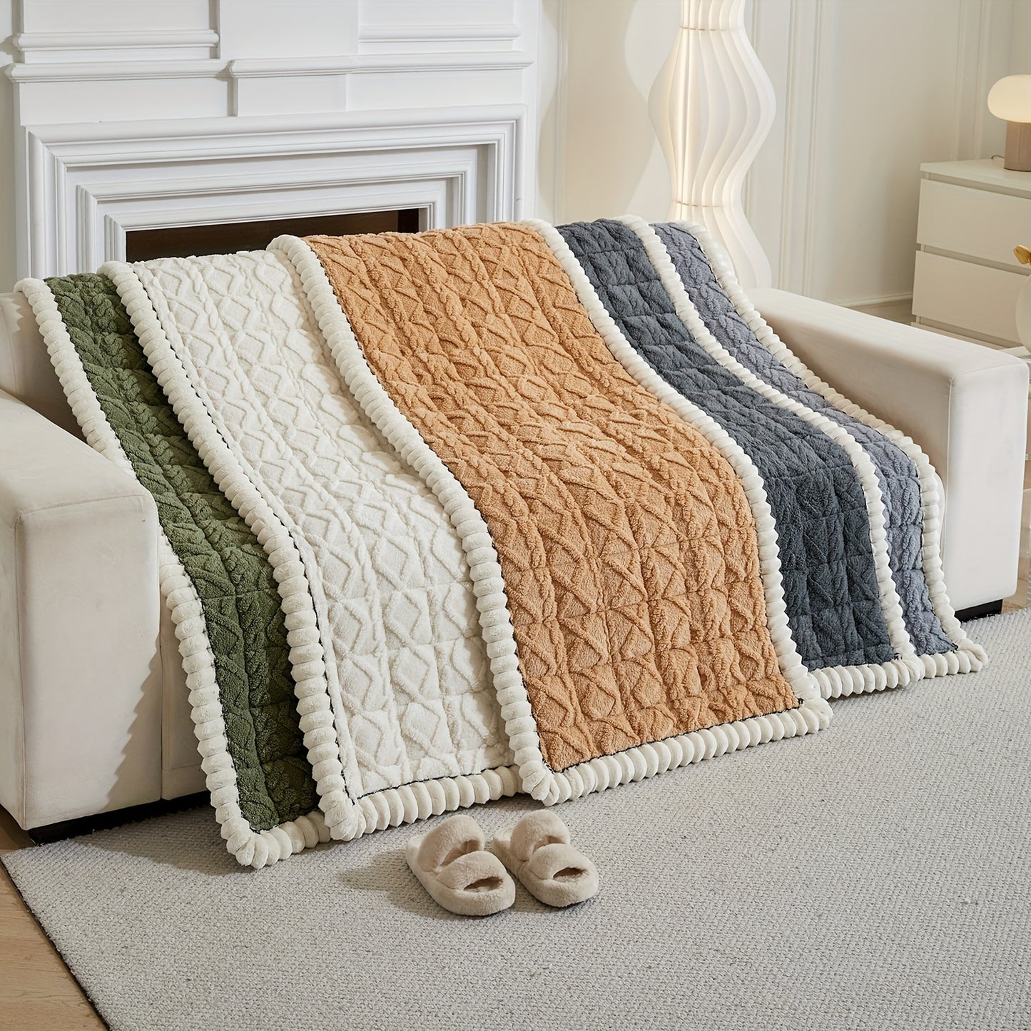 AICHO HOUSE Autumn Winter Quilted Sofa Cover With Pleats