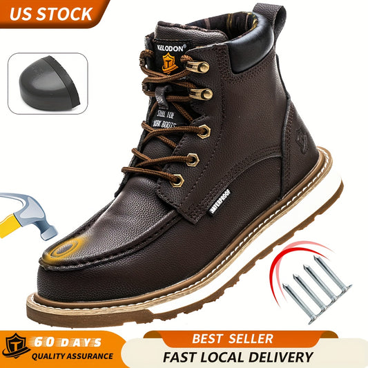 TAERGU HighGradeSteel Toe Boots Men Moc Toe Non Slip Safety
