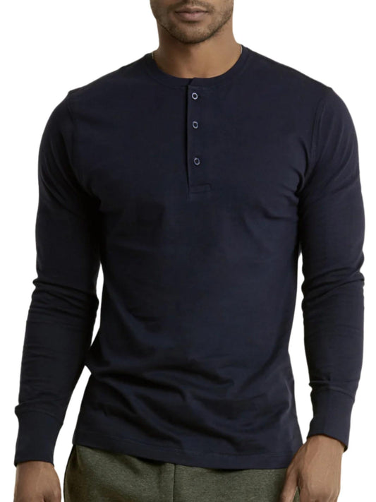 Mangodeal 2 Pack Mens Henley Long Sleeve Cotton Shirts