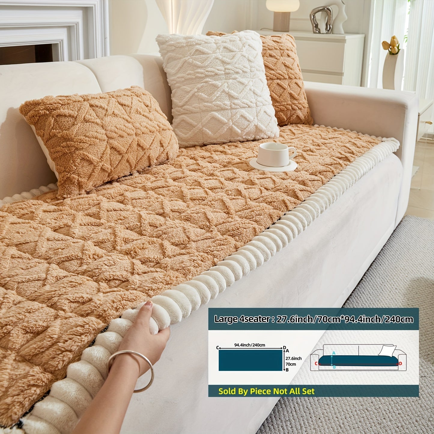 AICHO HOUSE Autumn Winter Quilted Sofa Cover With Pleats