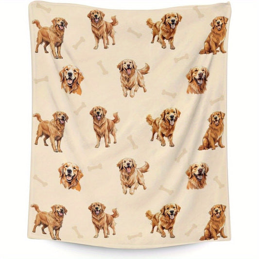 Golden Retriever Flannel Throw Blanket Soft Cozy Design