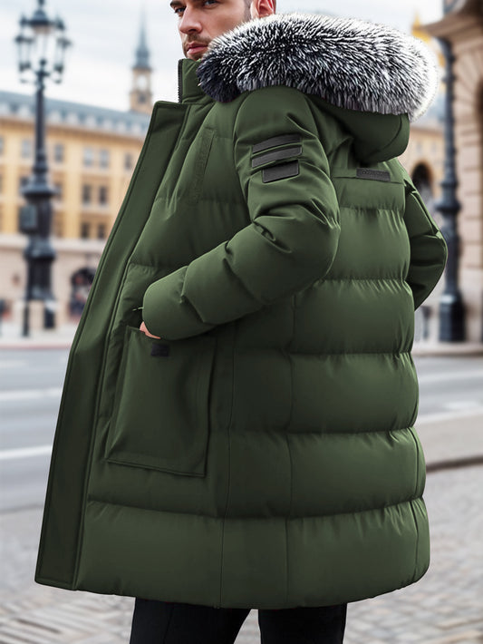 HIDKAT Men Winter Hooded Jacket With Large Pockets