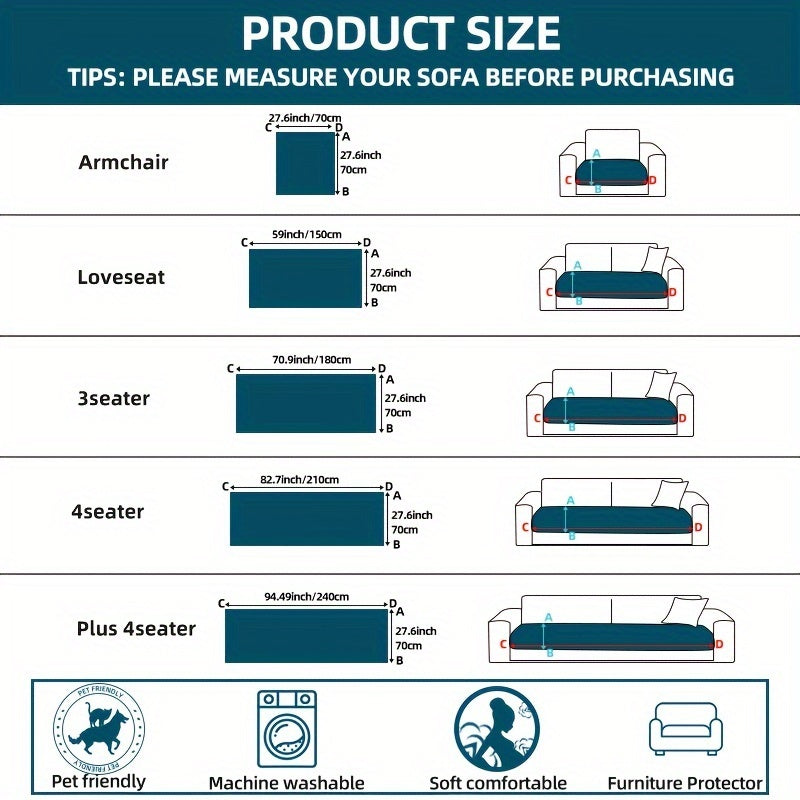 AICHO HOUSE Autumn Winter Quilted Sofa Cover With Pleats