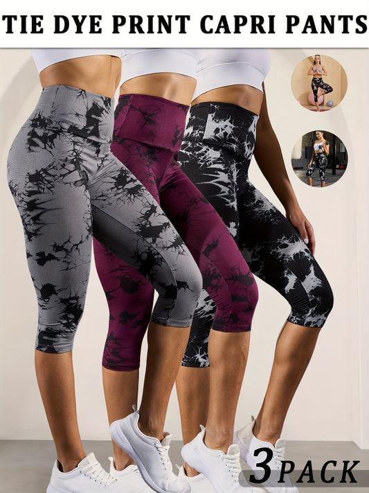 Three Pack Women's High Waisted Capri Pants