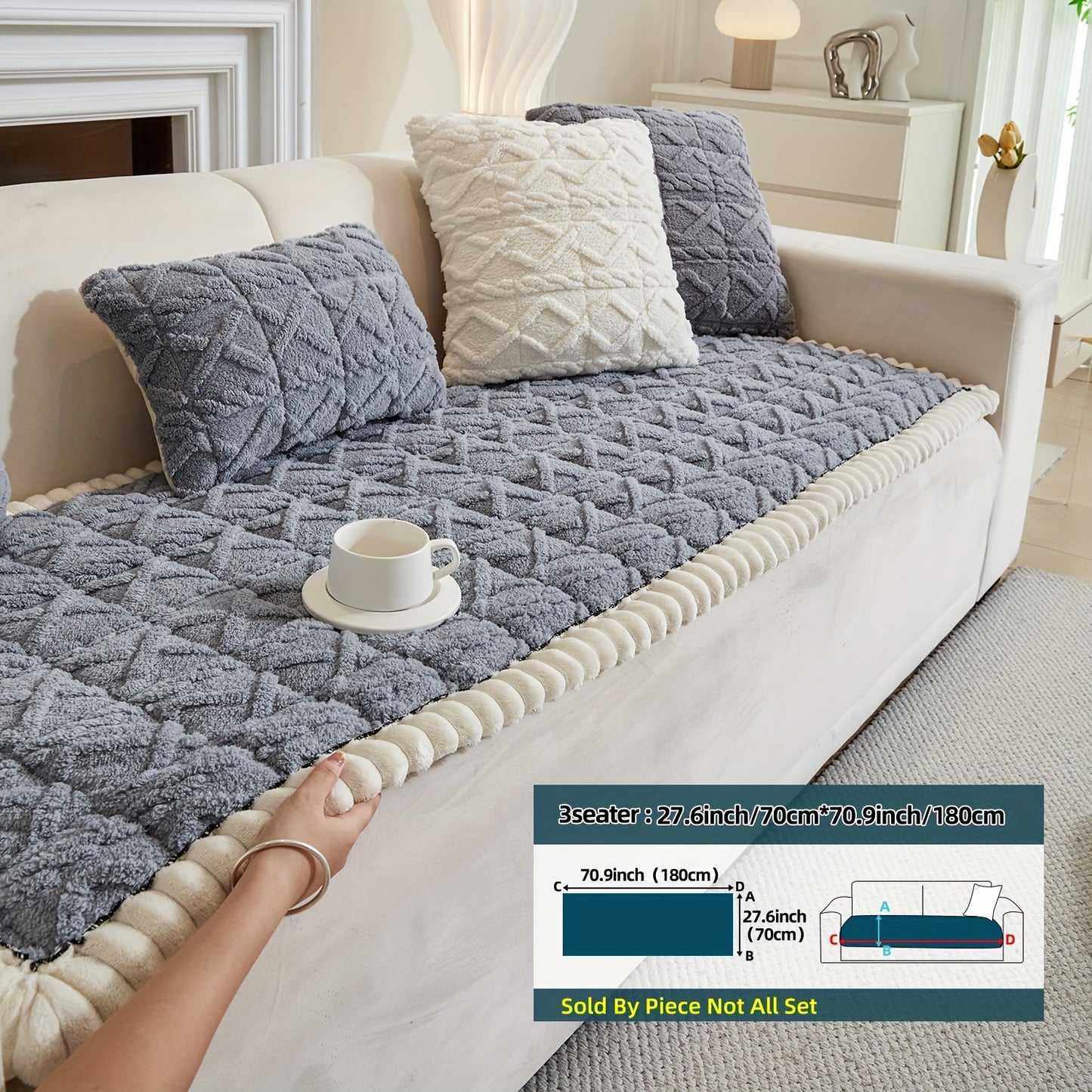 AICHO HOUSE Autumn Winter Quilted Sofa Cover With Pleats