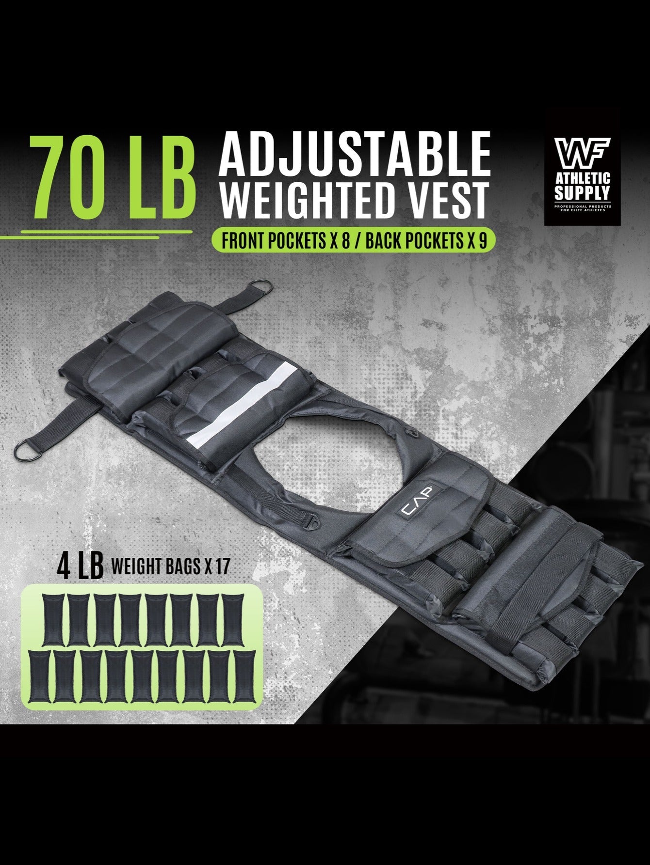 CapHaus Adjustable Weighted Vest for Strength Training and Running