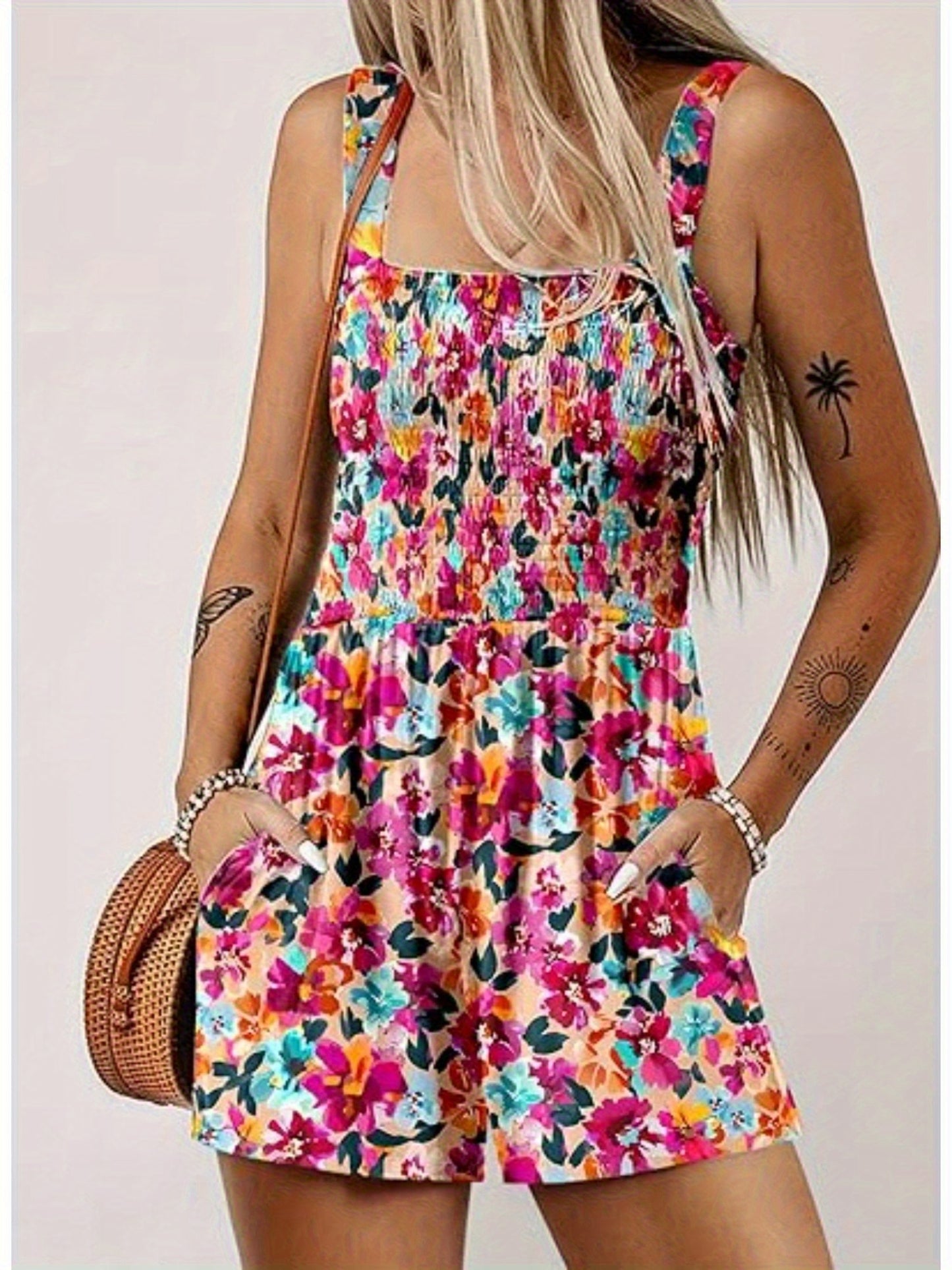 Women's Summer Casual Smocked Romper by Brand Name