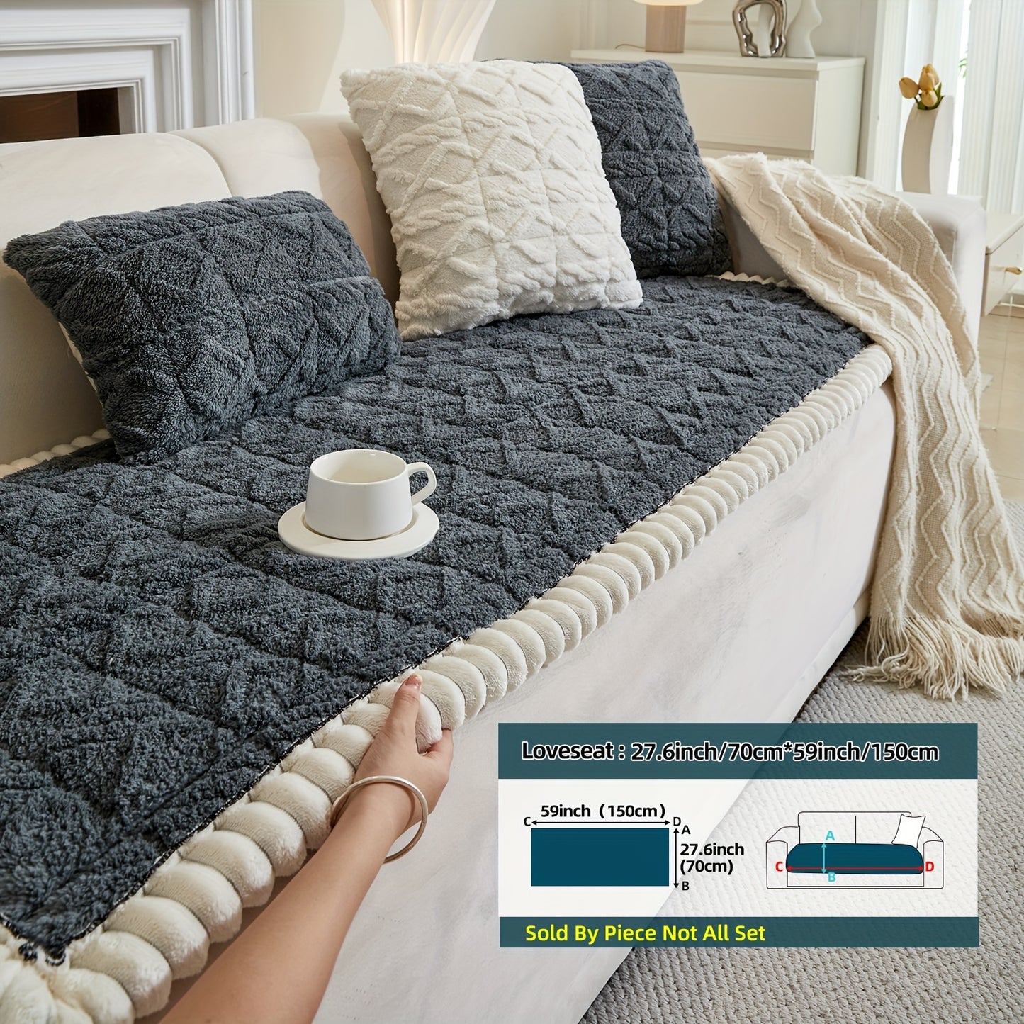 AICHO HOUSE Autumn Winter Quilted Sofa Cover With Pleats