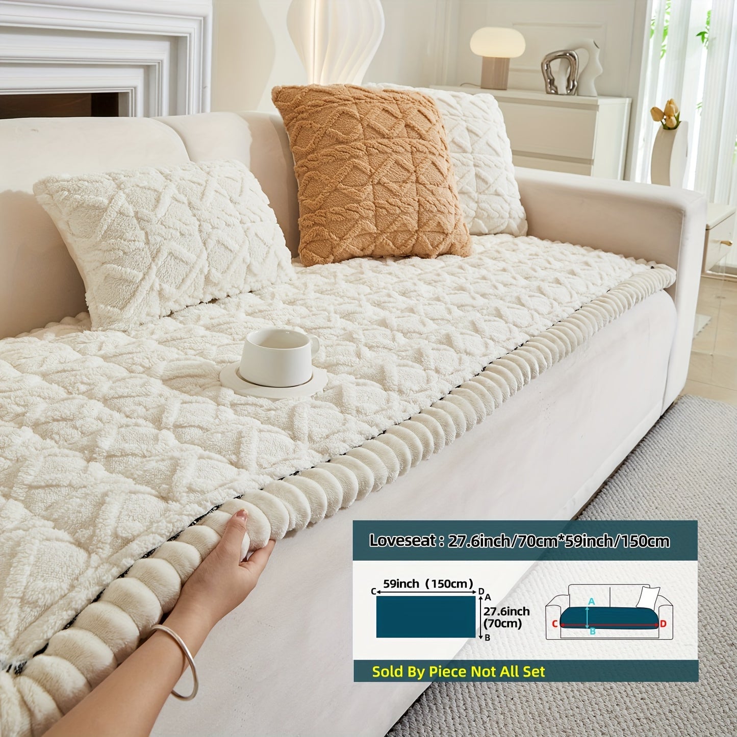 AICHO HOUSE Autumn Winter Quilted Sofa Cover With Pleats