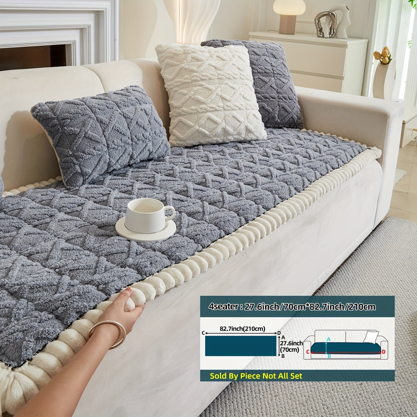 AICHO HOUSE Autumn Winter Quilted Sofa Cover With Pleats