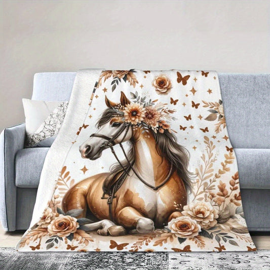 Horse Flannel Throw Blanket by Cool Horse Design