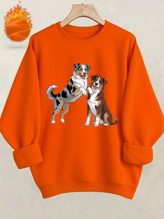 Australian Shepherd Dog Print Sweatshirt For Women Crewneck
