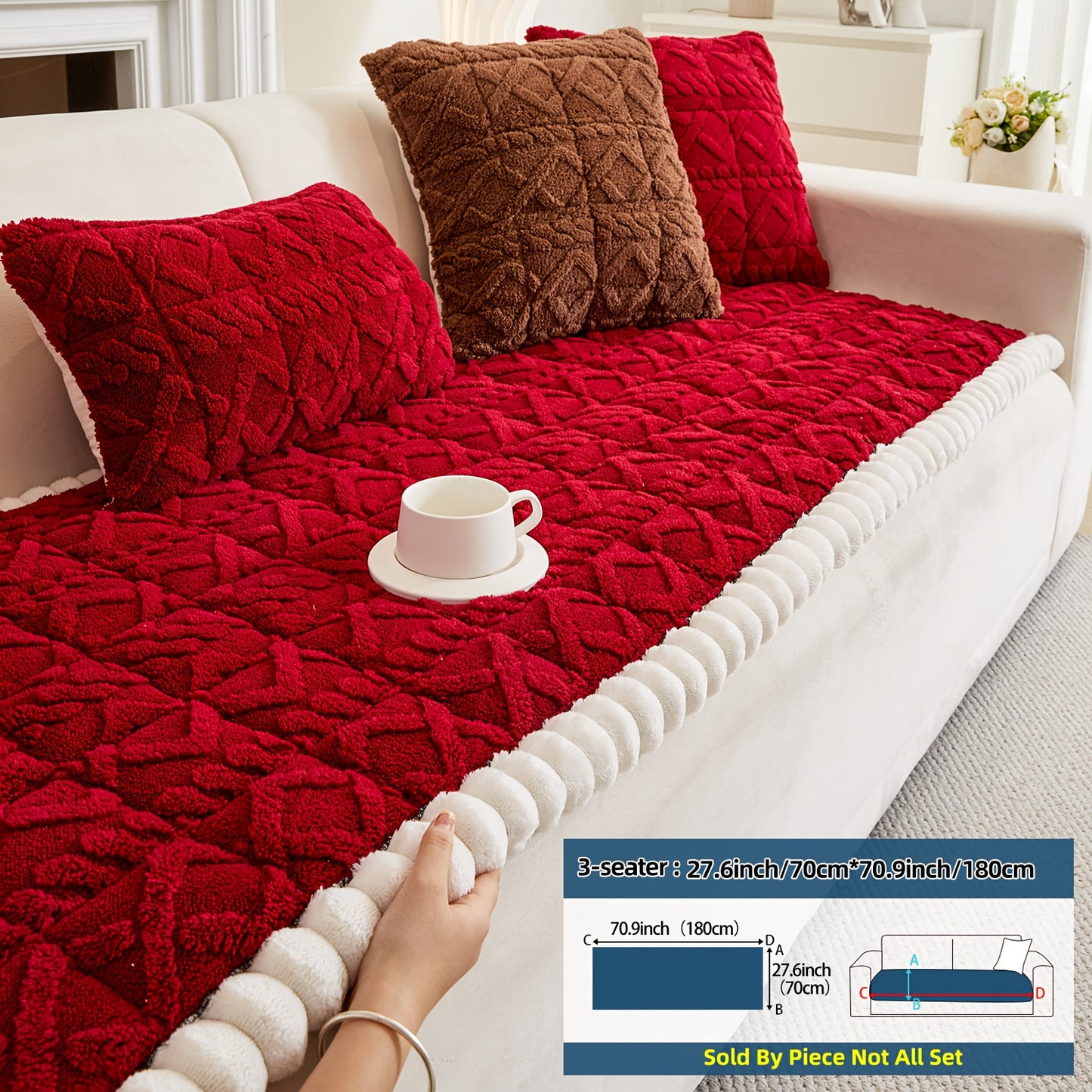 AICHO HOUSE Autumn Winter Quilted Sofa Cover With Pleats