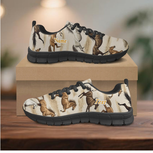 Custom Western Horse Print Sneakers With Personalized TEX