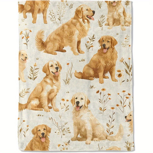 Golden Retriever Flannel Throw Blanket by Luxurious Comfort
