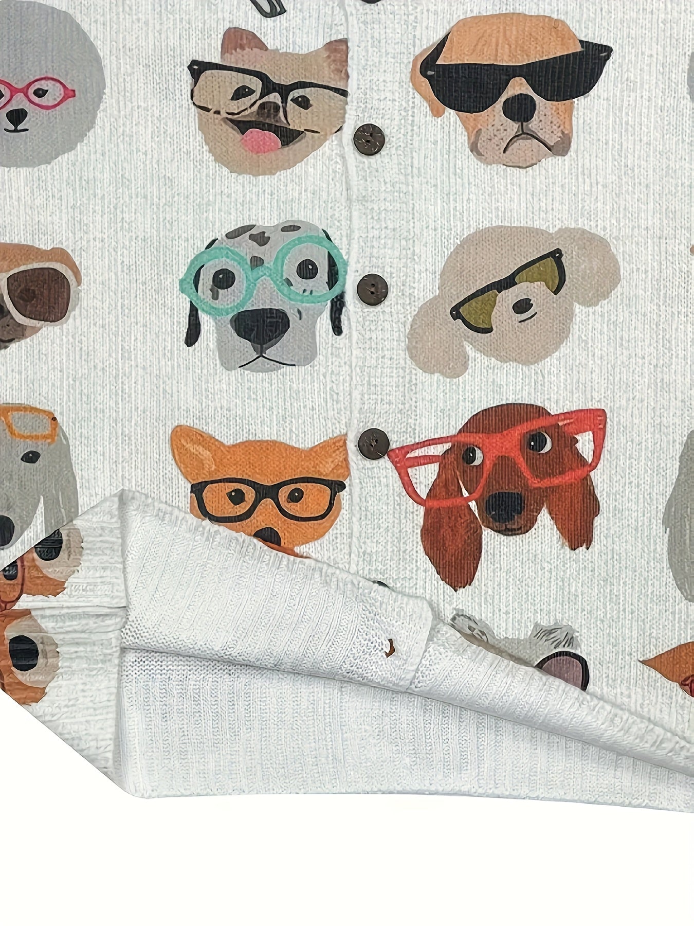 Playful Cartoon Animal Print Cardigan With 3D Head Design