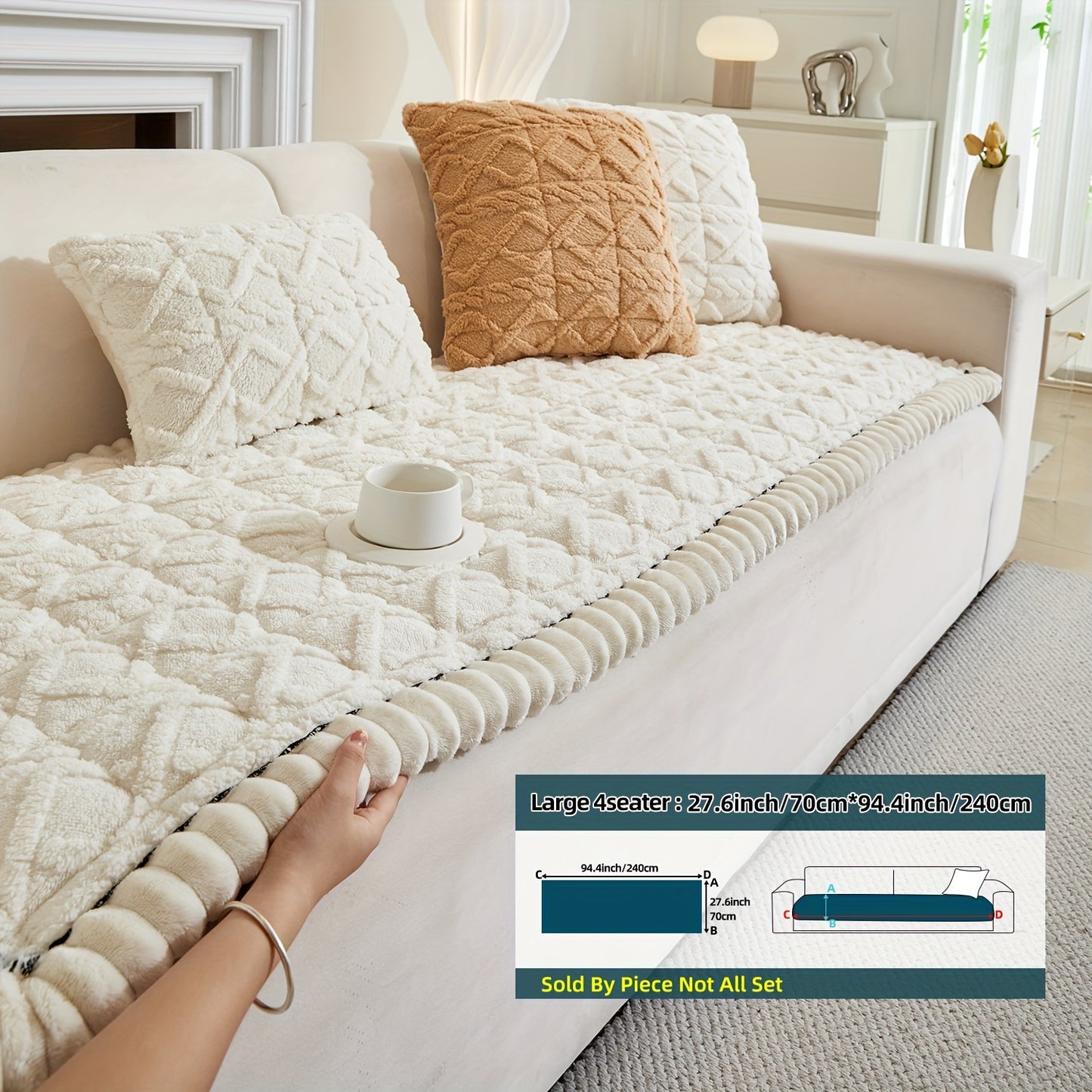 AICHO HOUSE Autumn Winter Quilted Sofa Cover With Pleats